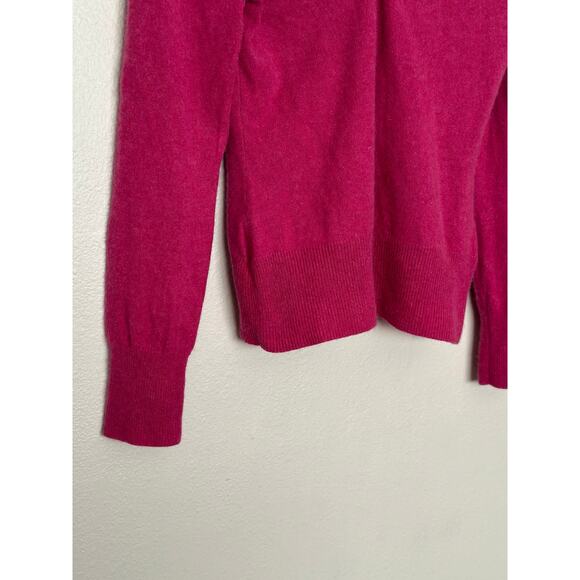 Y2K Apt 9 Medium 100% Cashmere Fuchsia Hot Pink V Neck Sweater Long Sleeve - Picture 5 of 11